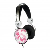 Headset C3 TECH Cherry MI-2336 Rosa Possui microfone e controle de volume integrados ao cabo.
