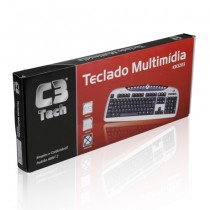 Teclado Multimidia USB C3 TECH KB3203-2 ABNT-2 Preto e Prata