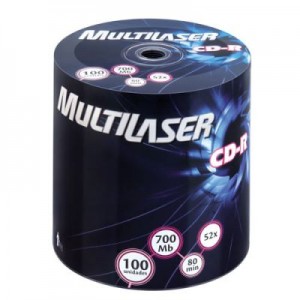 Midia CD-R 700MB 52X CD100  Multilaser Bulk com 100 Unidades